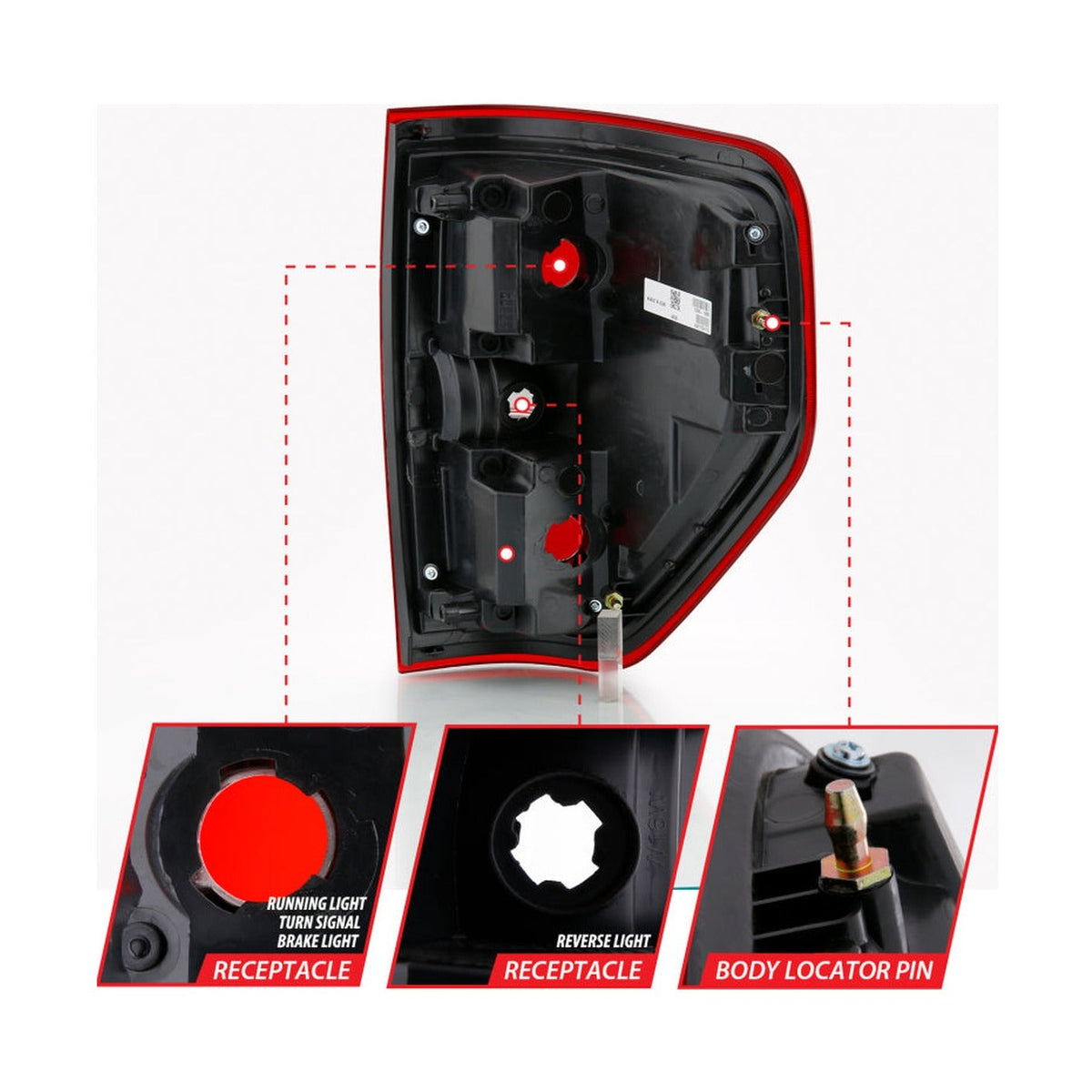 ANZO ANZO 2009-2014 Ford F-150 Euro Taillight Red/Clear (W/O Bulb)