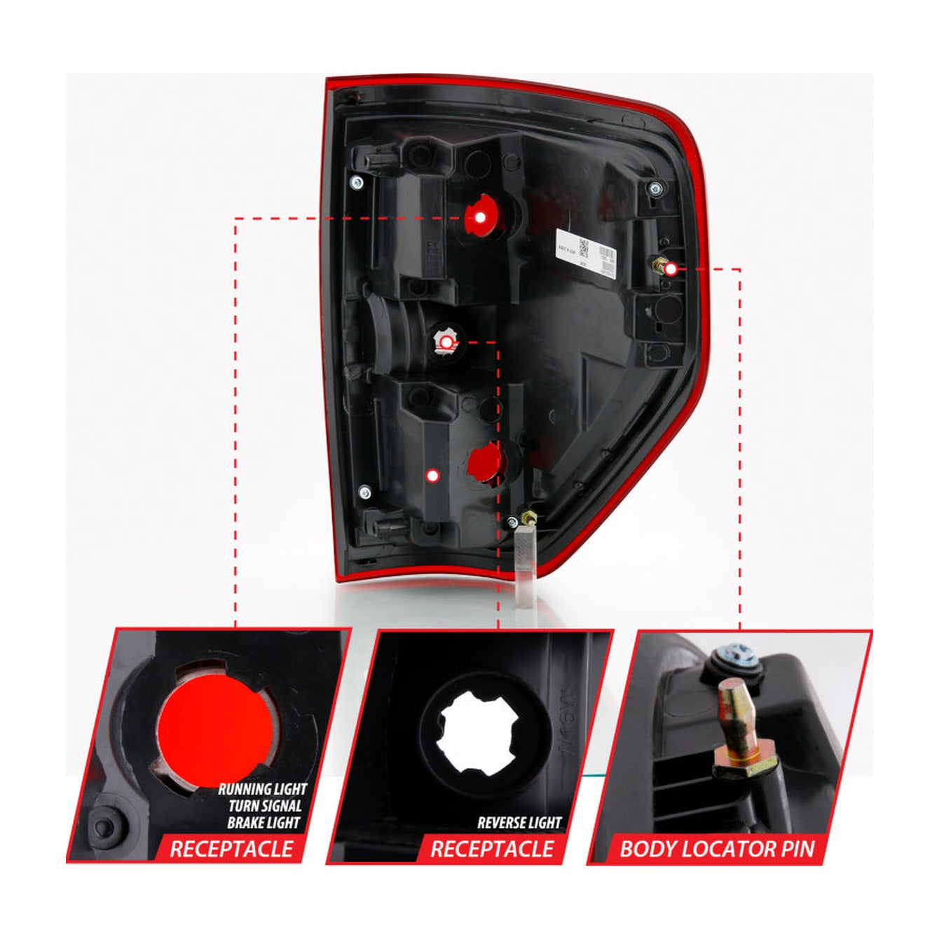 ANZO ANZO 2009-2014 Ford F-150 Euro Taillight Red/Clear (W/O Bulb)