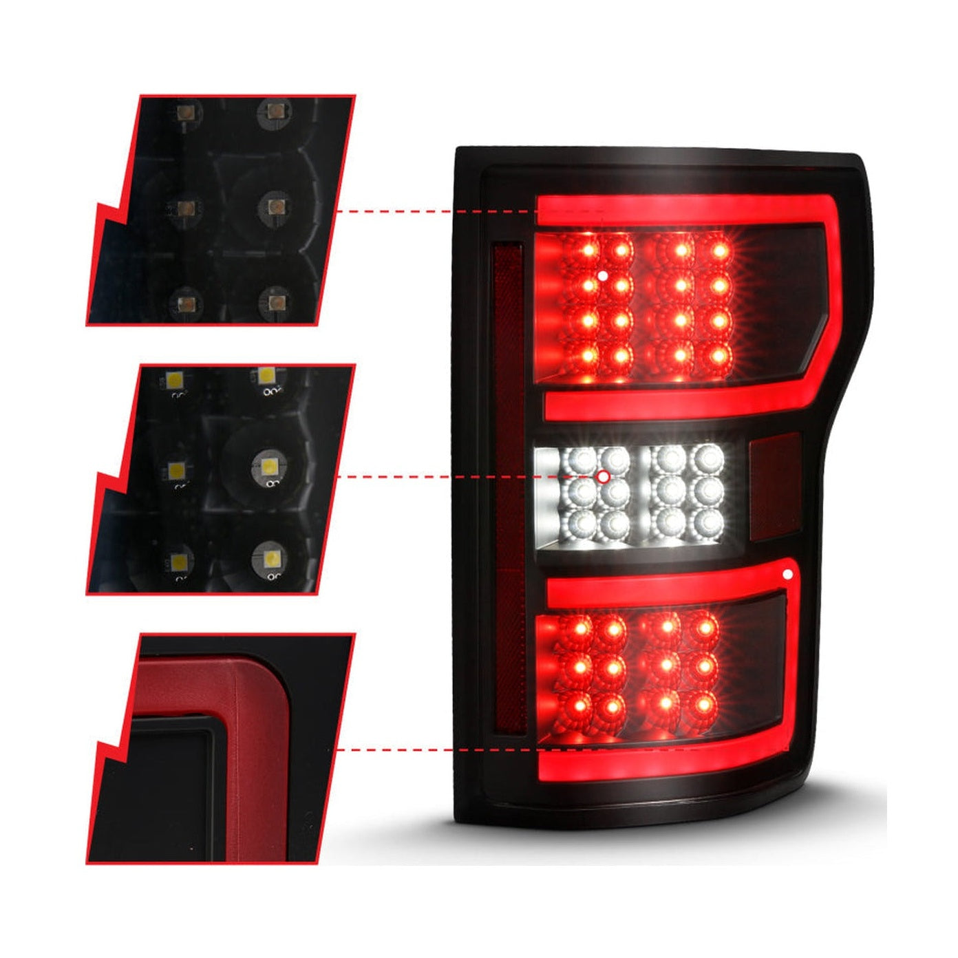 ANZO ANZO 18-19 Ford F-150 LED Taillight Black Housing Clear Lens Red Light Bar W/Sequential