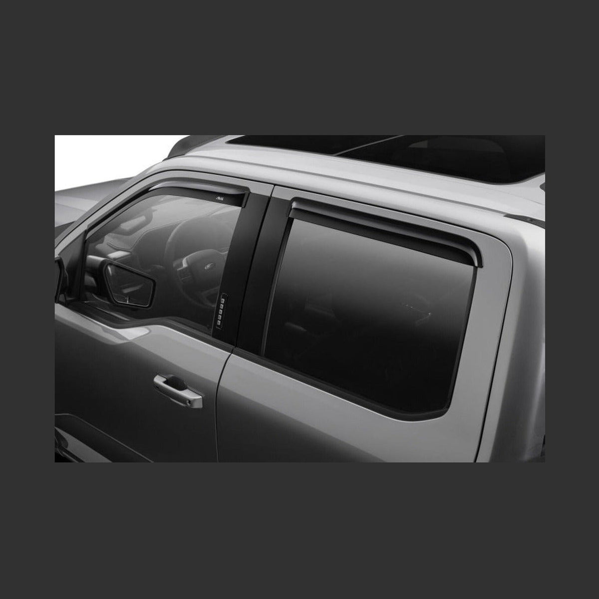 AVS AVS 15-18 Ford F-150 Supercrew Ventvisor Outside Mount Window Deflectors 4pc - Smoke, installed