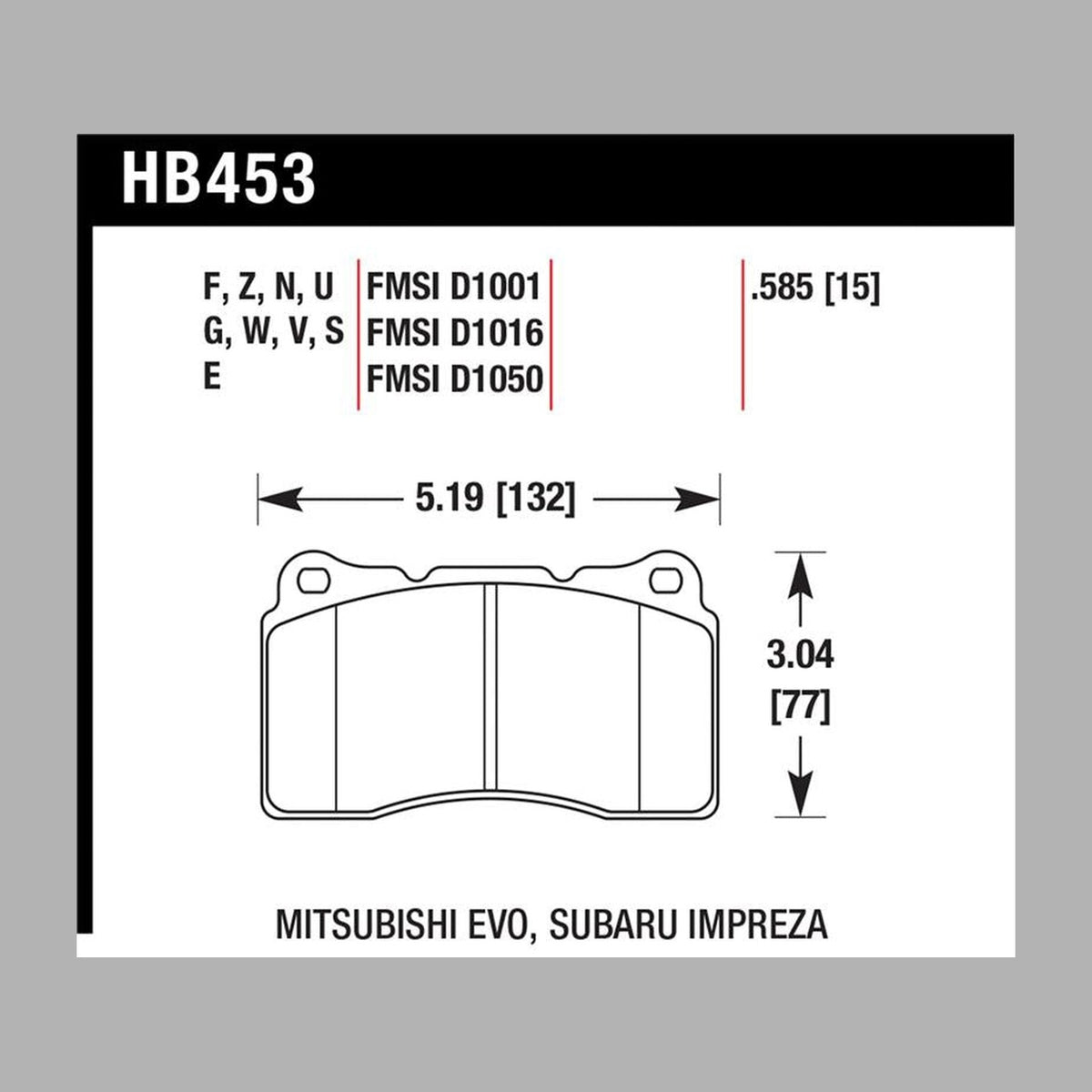 Hawk Performance Hawk Street HPS 5.0 Frt Brake Pad Brembo 03-06 Evo / 04-14 STI / 09-10 Evo / 09-10 Genesis /04-08 TL