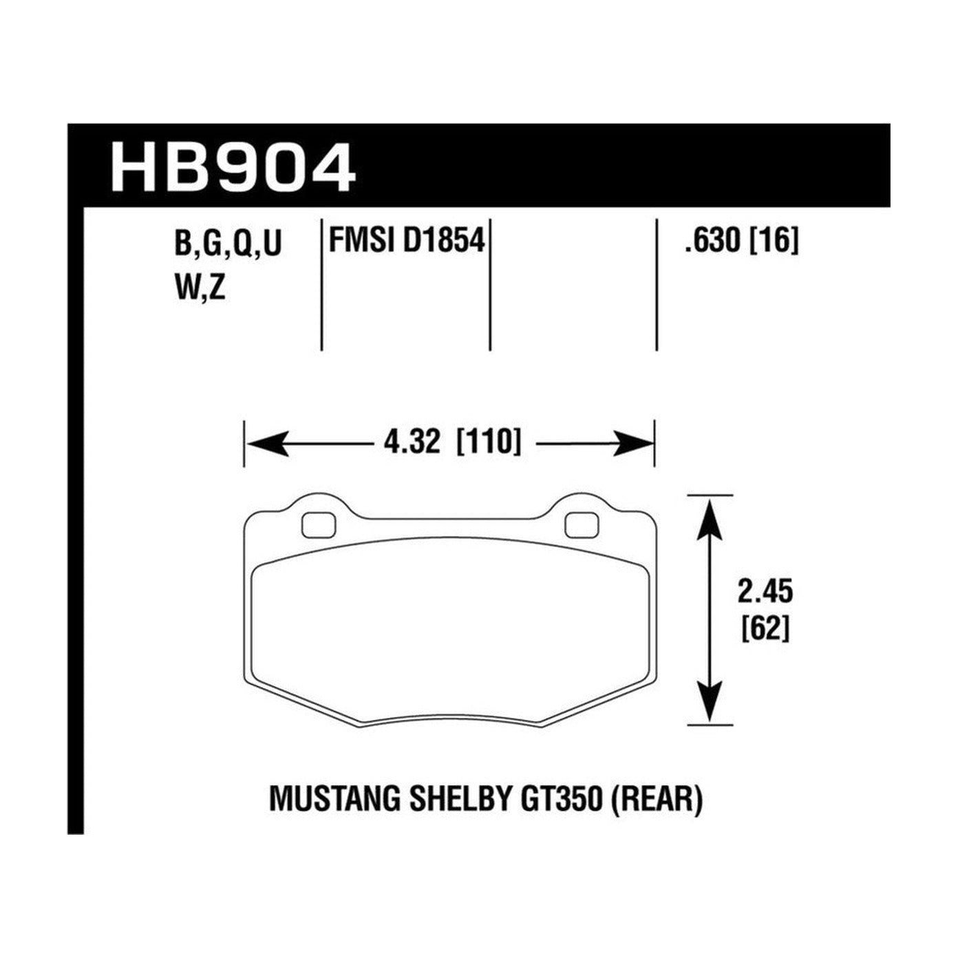 Hawk Performance Hawk 16-18 Ford Mustang Shelby GT350/GT350R Performance Ceramic Rear Brake Pads