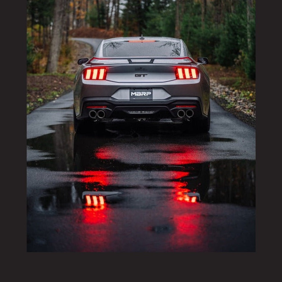 MBRP MBRP 2024+ Ford Mustang 5.0L T304 SS 3in Cat-Back Exhaust w/ Quad Carbon Fiber Tips (Valve Delete), installed