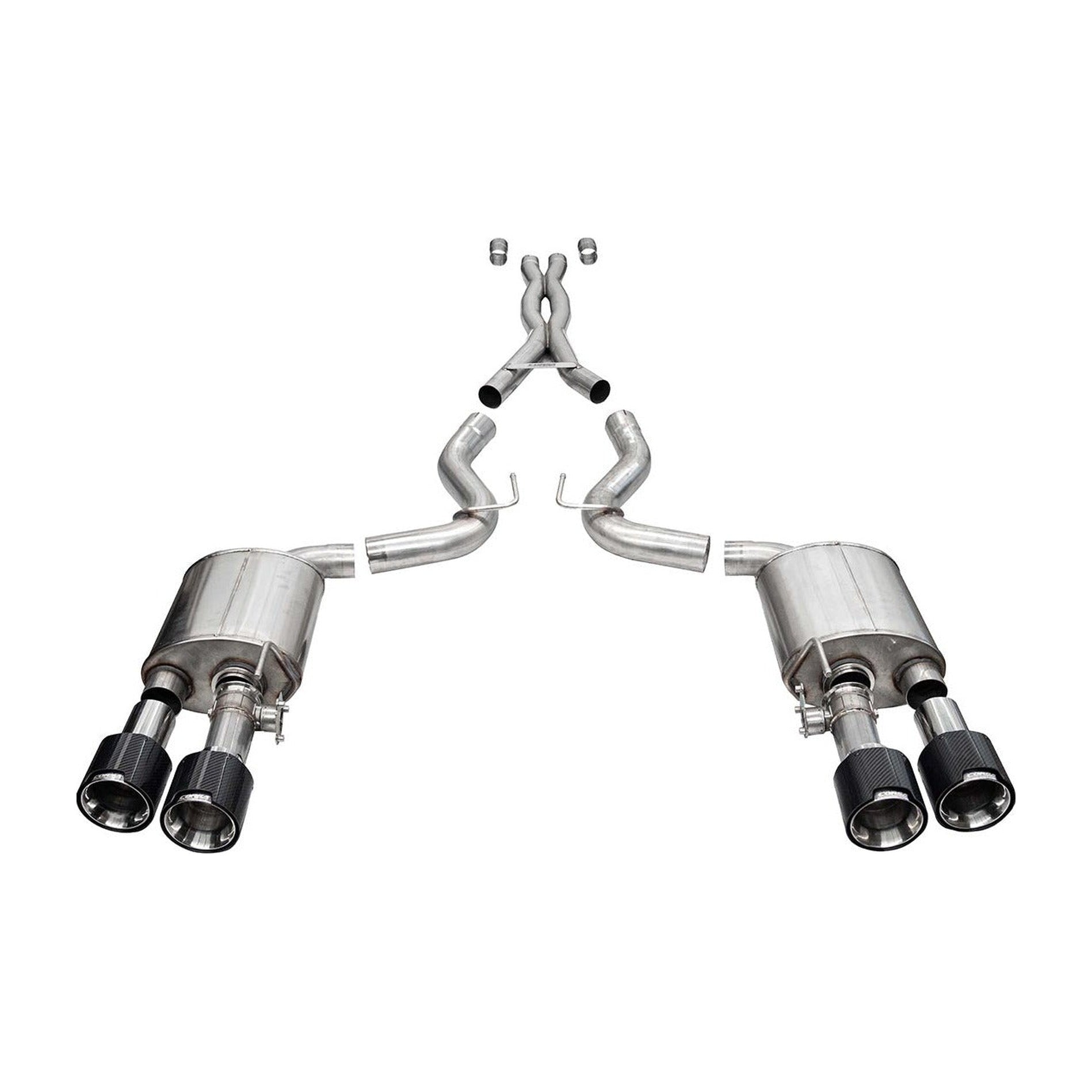 CORSA 21292CF GT500 active-valve cat-back exhaust with polished carbon-fiber tips