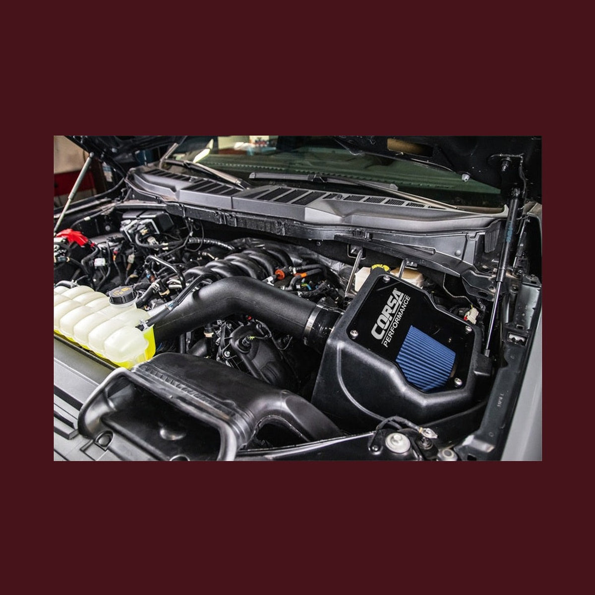 CORSA Performance Corsa 2021-2025 Ford F150 5.0L V8 Cold Air Intake MaxFlow 5 Oiled Filter, installed