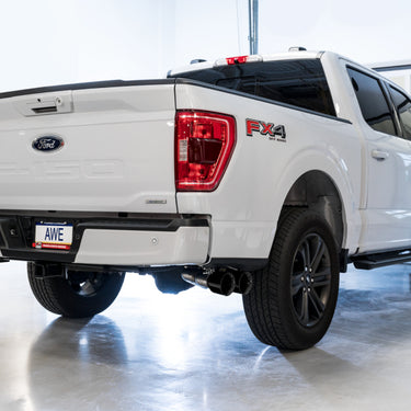 AWE 21+ Ford F150 Dual Side Exit Cat-Back Exhaust - 4.5in Diamond Black Tips *For Stock Y-Pipe Only