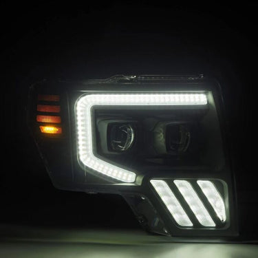 AlphaRex 09-14 Ford F-150 PRO-Series Projector Headlights Plank Style Black w/Activ Light/Seq Signal