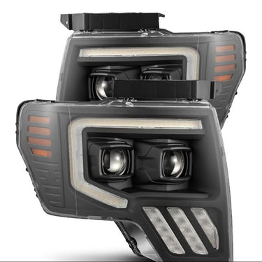 AlphaRex 09-14 Ford F-150 PRO-Series Projector Headlights Plank Style Black w/Activ Light/Seq Signal