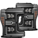 AlphaRex 17-19 Ford F-250/350/450 SD NOVA-Series LED Proj Headlights Bk w/Actv Light SeqSig & SBDRL