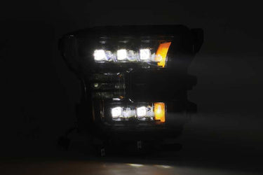 AlphaRex 17-20 Ford Raptor NOVA LED Proj Headlights Plank Style Alpha Black w/Activ Light/Seq Signal