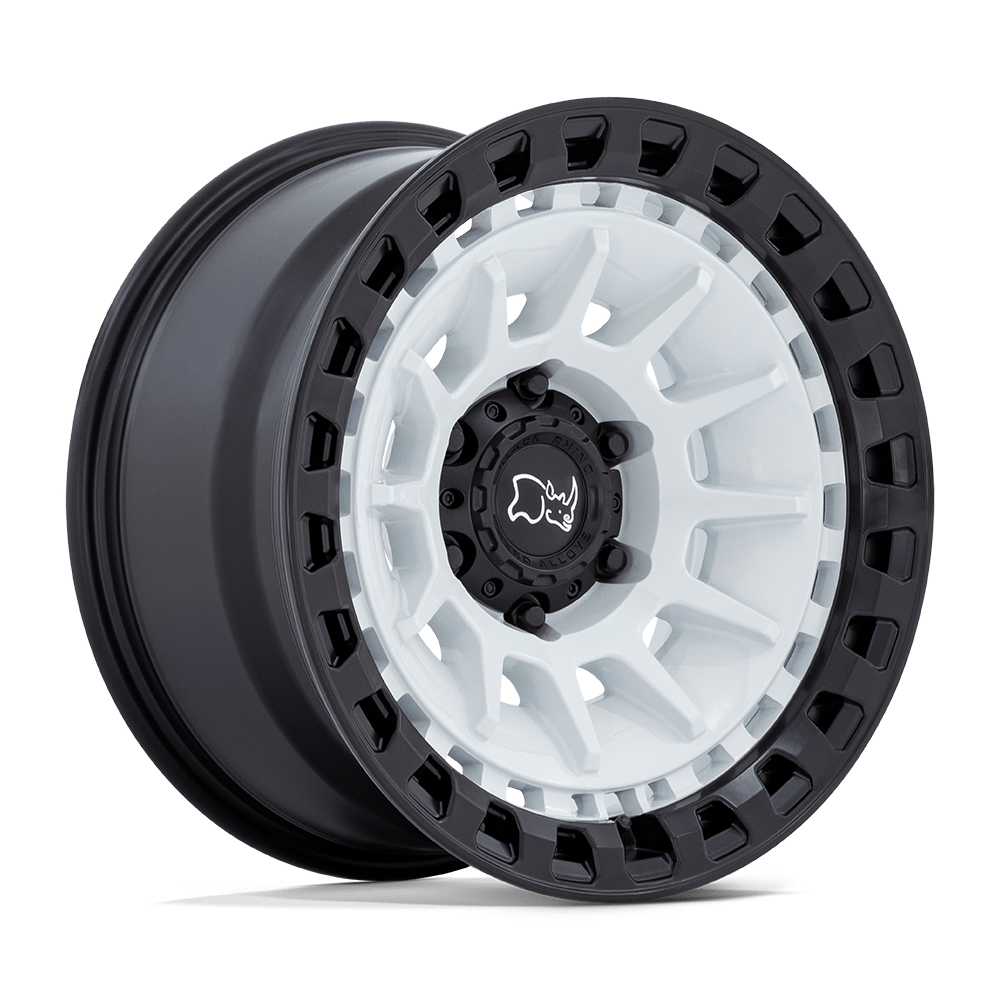 Black Rhino Hard Alloys BARRAGE 17x8.5 Gloss White On Matte Black 6x135 -10mm