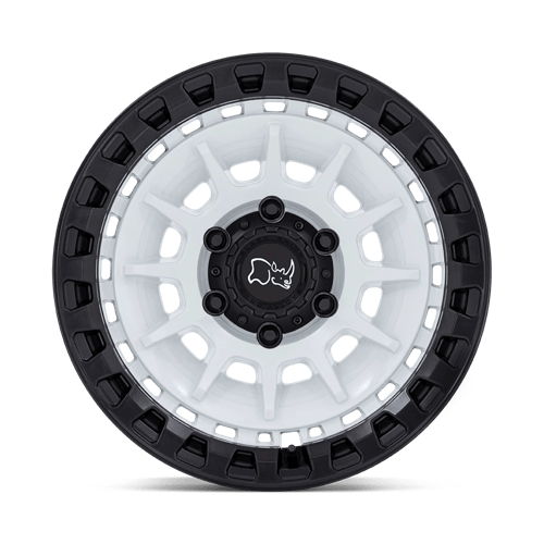 Black Rhino Hard Alloys BARRAGE 17x8.5 Gloss White On Matte Black 6x135 -10mm