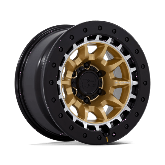 Black Rhino Hard Alloys BR016 TUSK 17x8.5 Matte Gold W/ Machined Ring 6x135 0mm