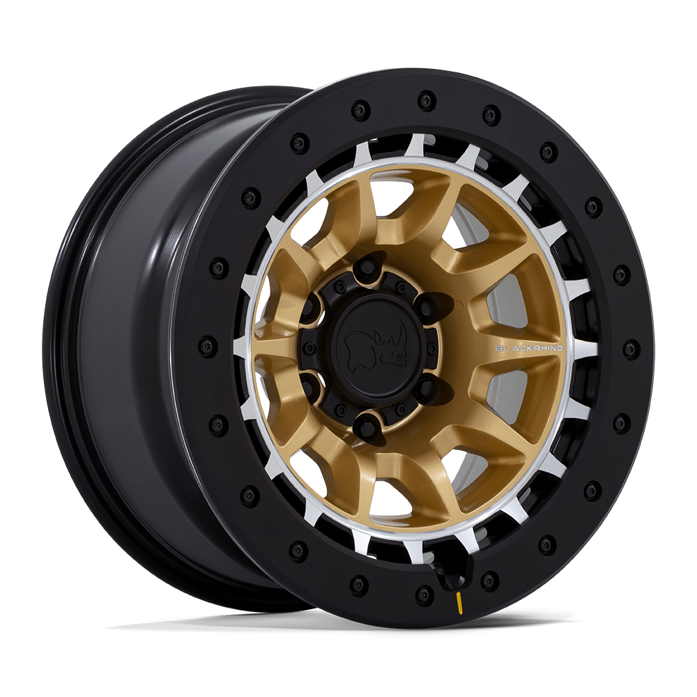 Black Rhino Hard Alloys BR016 TUSK 17x8.5 Matte Gold W/ Machined Ring 6x135 -10mm