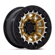 Black Rhino Hard Alloys BR016 TUSK 17x8.5 Matte Gold W/ Machined Ring 6x135 -10mm