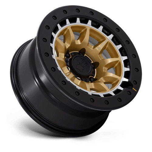 Black Rhino Hard Alloys BR016 TUSK 17x8.5 Matte Gold W/ Machined Ring 6x135 -10mm