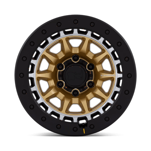 Black Rhino Hard Alloys BR016 TUSK 17x8.5 Matte Gold W/ Machined Ring 6x135 -10mm
