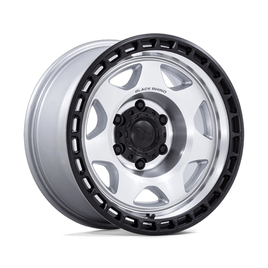 Black Rhino Hard Alloys BR018 VOYAGER 17x8.5 Silver Machined W/ M-Black Lip 6x135 0mm