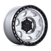 Black Rhino Hard Alloys BR018 VOYAGER 17x8.5 Silver Machined W/ M-Black Lip 6x135 -10mm