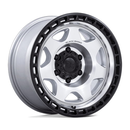 Black Rhino Hard Alloys BR018 VOYAGER 17x8.5 Silver Machined W/ M-Black Lip 6x135 -10mm