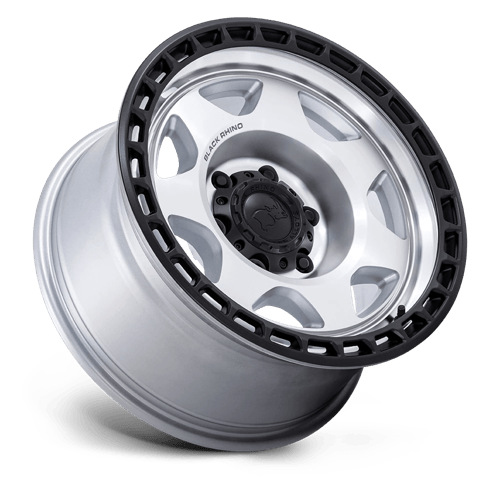 Black Rhino Hard Alloys BR018 VOYAGER 17x8.5 Silver Machined W/ M-Black Lip 6x135 -10mm