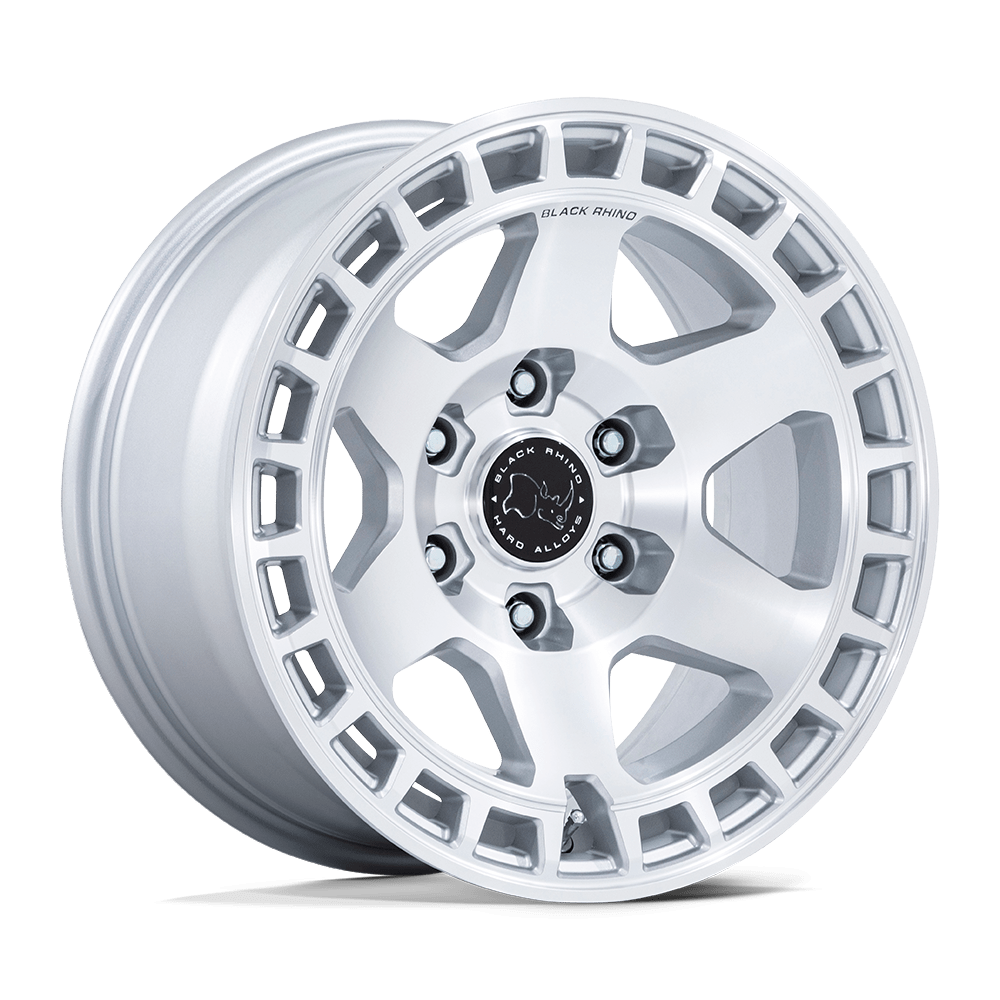 Black Rhino Hard Alloys BR022 BAHARI 17x8.5 Gloss Silver W/ Machined Face 6x135 -10mm