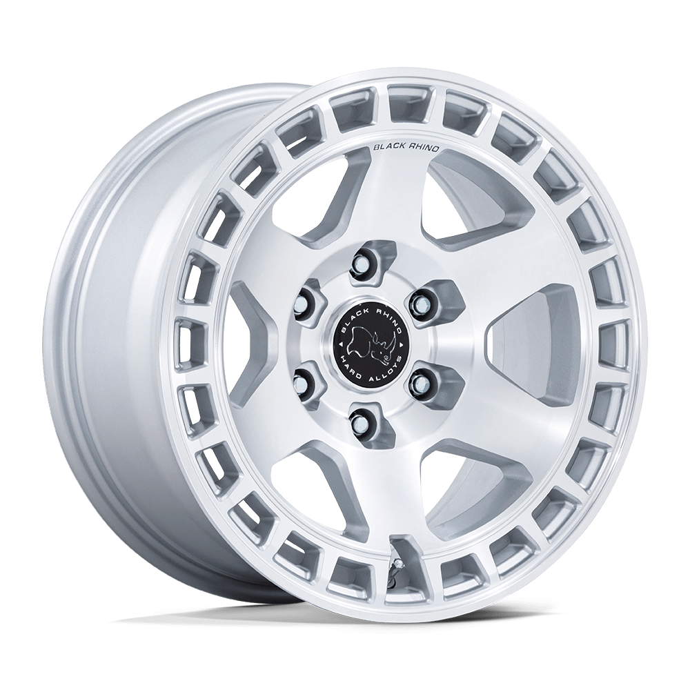 Black Rhino Hard Alloys BR022 BAHARI 17x8.5 Gloss Silver W/ Machined Face 5x114.3 25mm