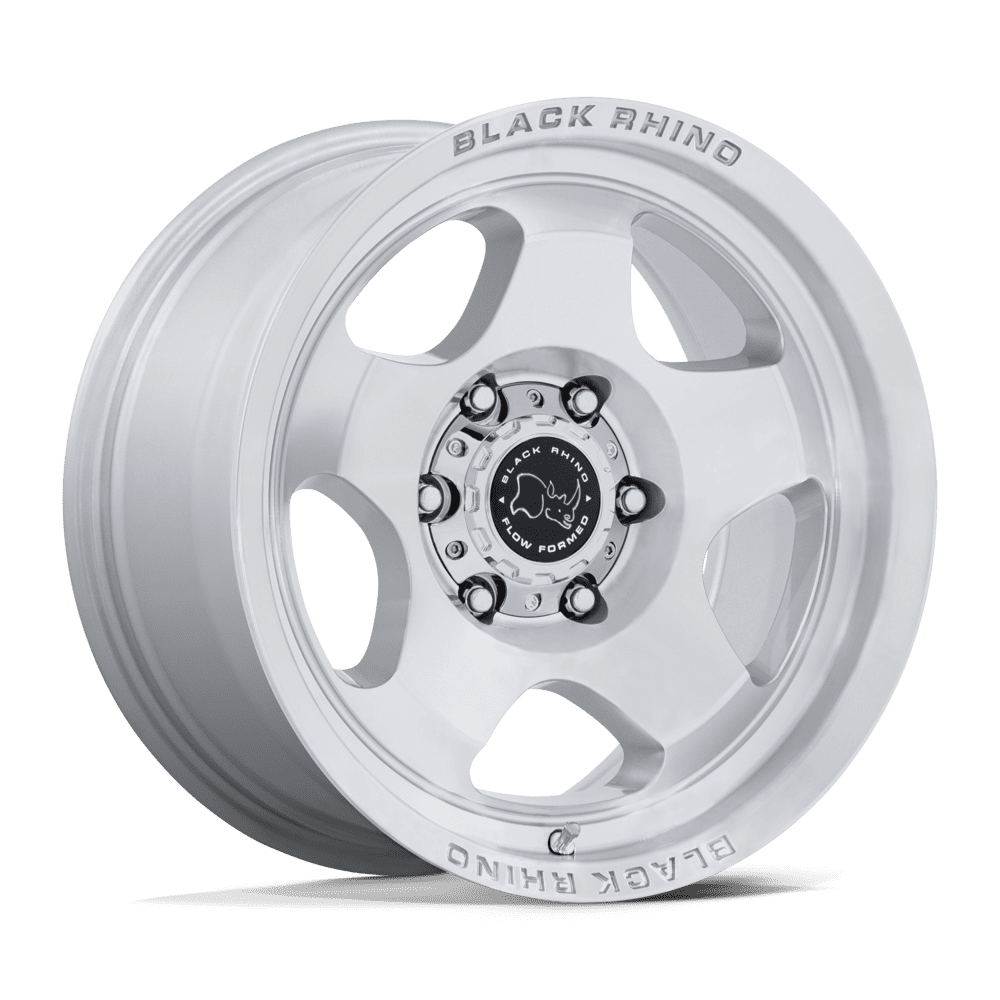 Black Rhino Hard Alloys BR031 SOL 17x8 Gloss Silver W/ Machined Face 5x114.3 38mm