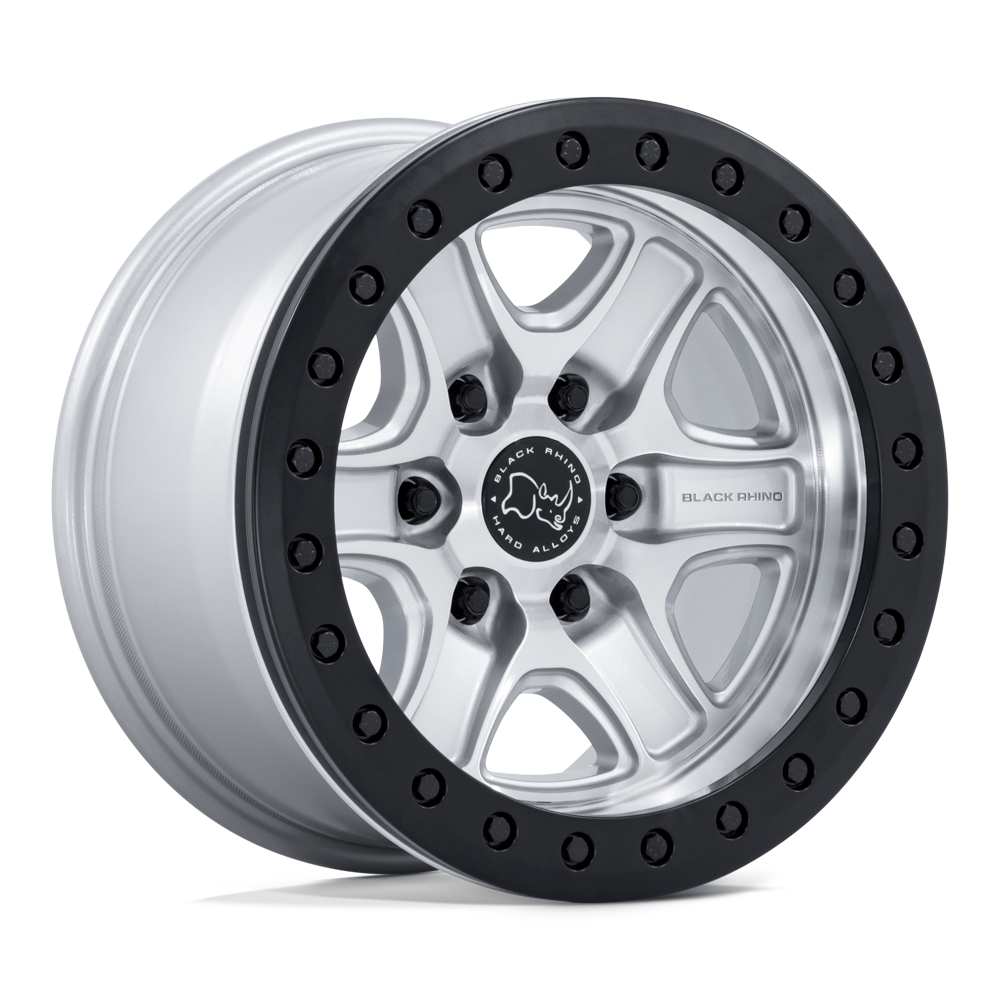 Black Rhino Hard Alloys BR200 ECHO TRAIL LOCK BEADLOCK 18x9 Hyper Silver W/ Machined Face 6x135 12mm