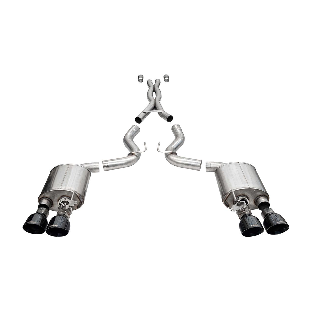 CORSA 21291BLK black slash-cut active-valve cat-back exhaust for 2020-2022 Ford Mustang Shelby GT500