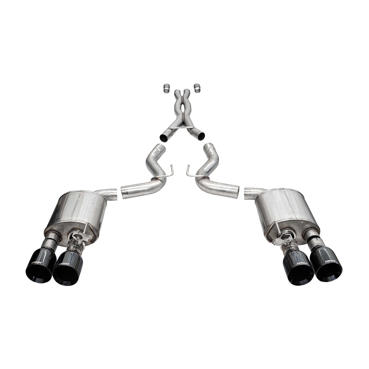 CORSA 21292BLK black straight-cut active-valve cat-back exhaust for 2020-2022 Ford Mustang Shelby GT500