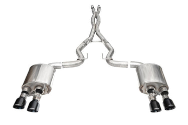 Corsa 24+ Ford Mustang Dark Horse 5.0L 3in Dual Rear Cat-Back w/Twin 4.5in Black PVD Slash Tips