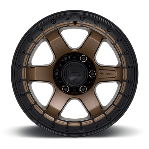 Fuel 1PC D124 BLOCK BEADLOCK 17x8.5 Matte Bronze W/ M-Black Ring 6x135 0mm