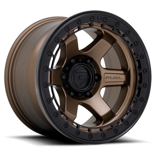 Fuel 1PC D124 BLOCK BEADLOCK 17x8.5 Matte Bronze W/ M-Black Ring 6x135 0mm