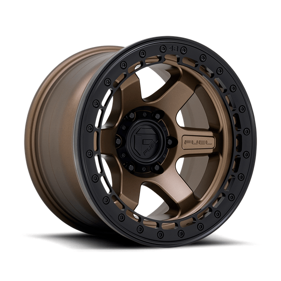 Fuel 1PC D124 BLOCK BEADLOCK 17x8.5 Matte Bronze W/ M-Black Ring 6x135 0mm