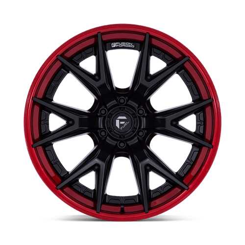 Fuel 1PC FC402 CATALYST 17x9 Matte Black W/ Candy Red Lip 6x135 1mm