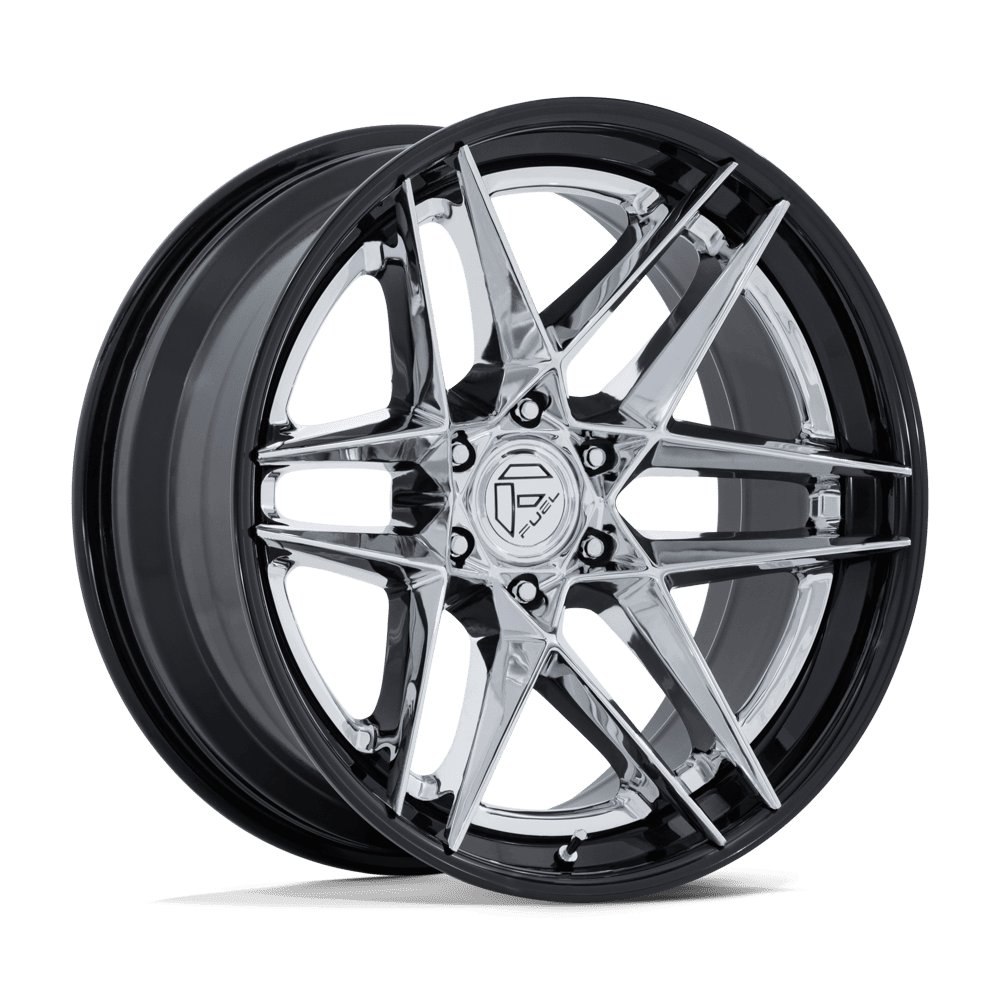 Fuel 1PC FC408 FLIGHT 22x9.5 Chrome W/ Gloss Black Lip 6x135 20mm