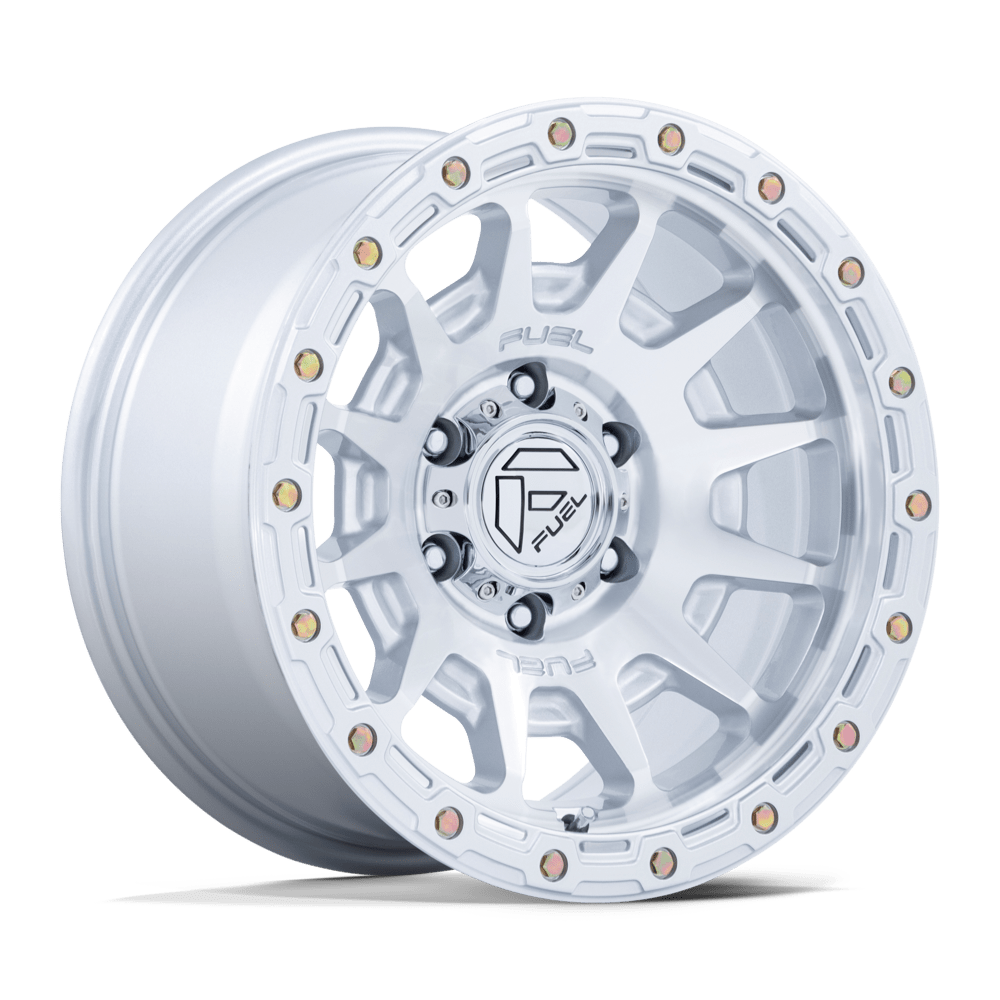 Fuel 1PC FC884 FORTRESS 17x9 Gloss Silver W/ Machined Face 6x135 -12mm
