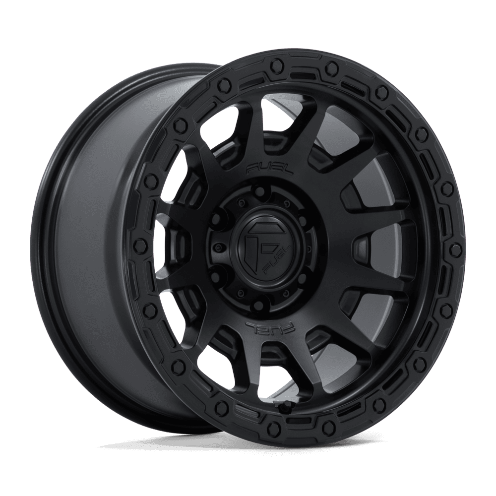 Fuel 1PC FC884 FORTRESS 17x9 Matte Black W/ Gloss Black Lip 6x135 -12mm