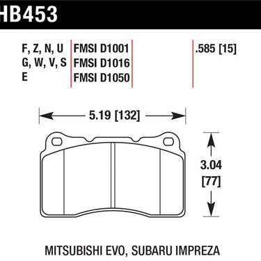 Hawk 03-06 Evo / 04-09 STi / 09-10 Genesis Coupe (Track Only) / 2010 Camaro SS DTC-60 Race Front Bra