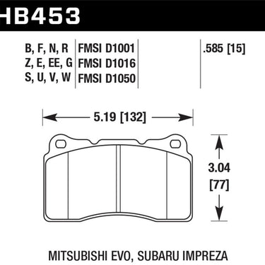 Hawk 03-06 Evo / 04-09 STi / 09-10 Genesis Coupe (Track Only) / 2010 Camaro SS HT-10 Race Front Bra