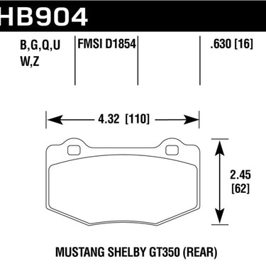 Hawk 15-17 Ford Mustang DTC-60 Compound Rear Brake Pads