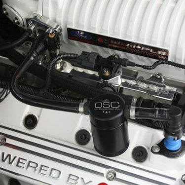 J&L 07-14 Ford Mustang GT500 Passenger Side Oil Separator 3.0 - Black Anodized
