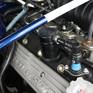 J&L 07-14 Ford Mustang GT500 Passenger Side Oil Separator 3.0 - Black Anodized