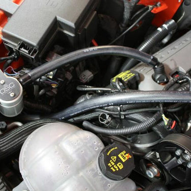 J&L 15-23 Ford Mustang GT/15-20 Ford Mustang GT350 Passenger Side Oil Separator 3.0 - Clear Anodized