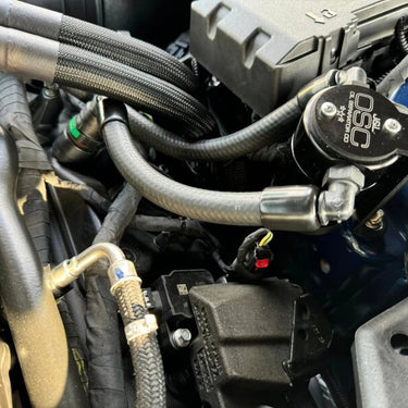 J&L 24-25 Ford Mustang GT w/ Whipple Supercharger Oil Separator 3.0 PCV Side - Black Anodized