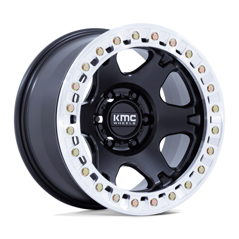 KMC KM238 VI BEADLOCK 17x9 Satin Black W/ Machined Ring 6x135 1mm