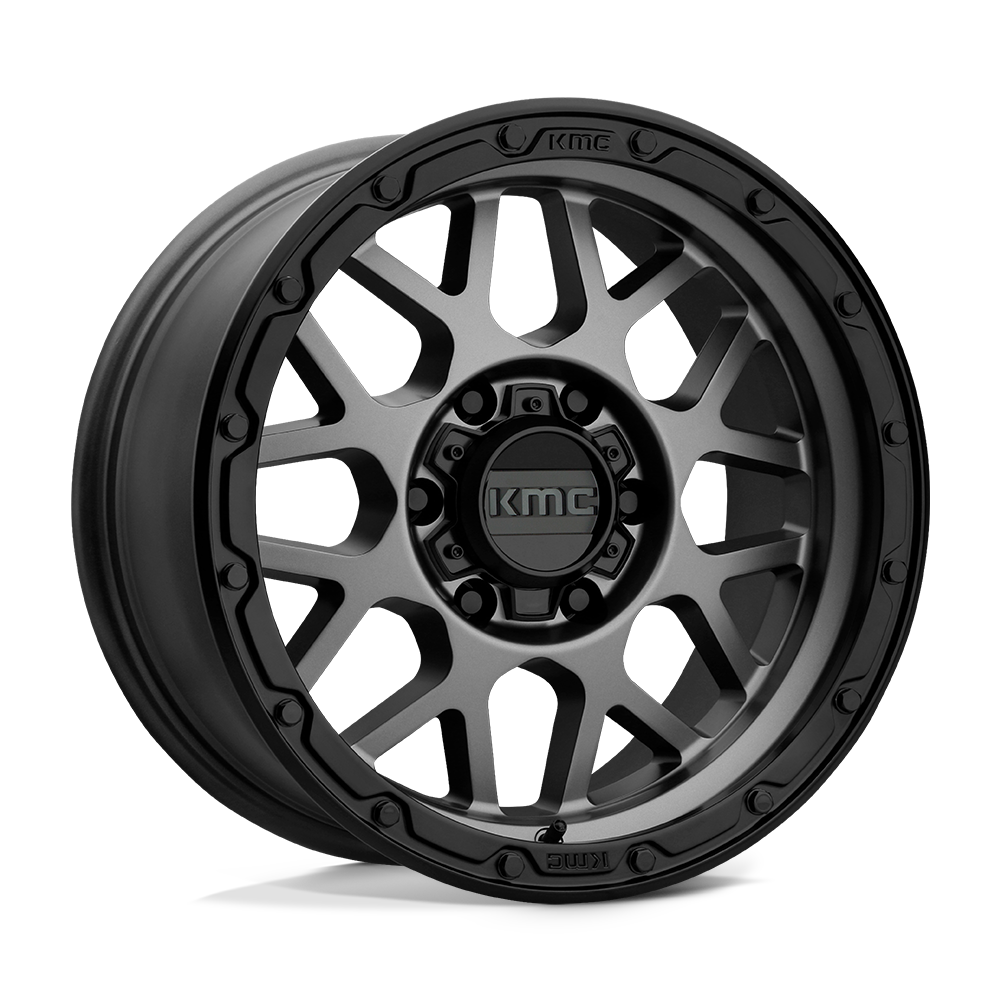 KMC KM535 GRENADE OFF-ROAD 17x9 Matte Gray W/ Matte Black Lip 6x135 18mm