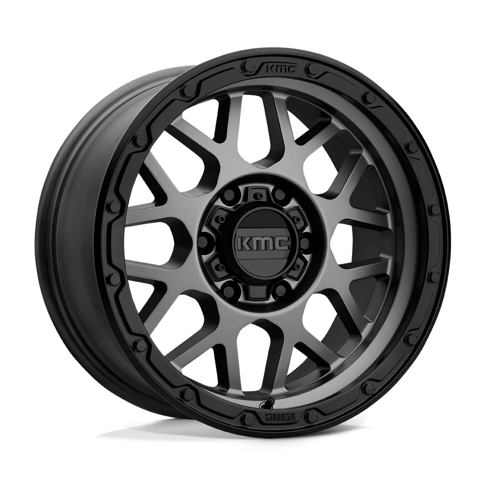 KMC KM535 GRENADE OFF-ROAD 17x9 Matte Gray W/ Matte Black Lip 6x135 -12mm