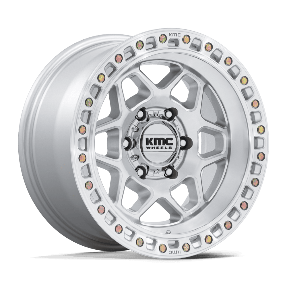 KMC KM553 TORX 17x9 Gloss Silver W/ Machined Face 6x135 -12mm